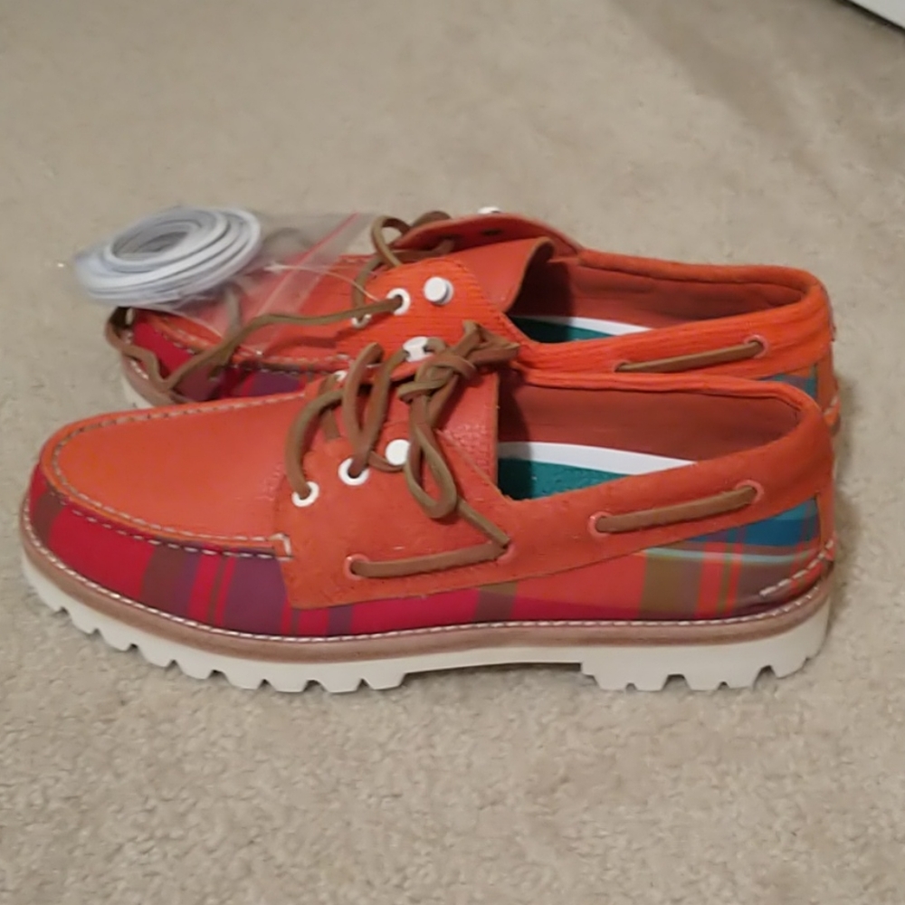 Rare Sperry Madras Sts22444 3-eye Plaid Boat Shoes - Picture 3 of 6